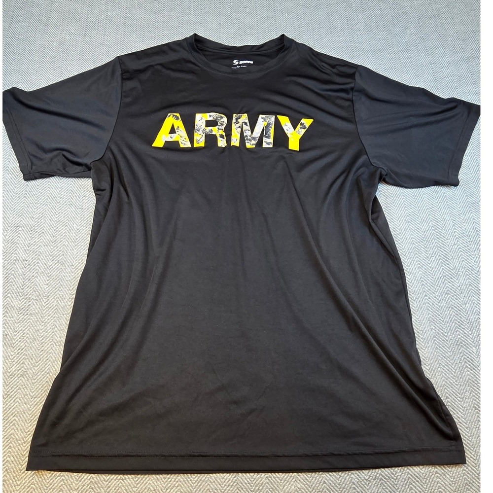 Soffe Mens XL Black Army Graphic Performance T-Shirt Moisture Wicking Repreve